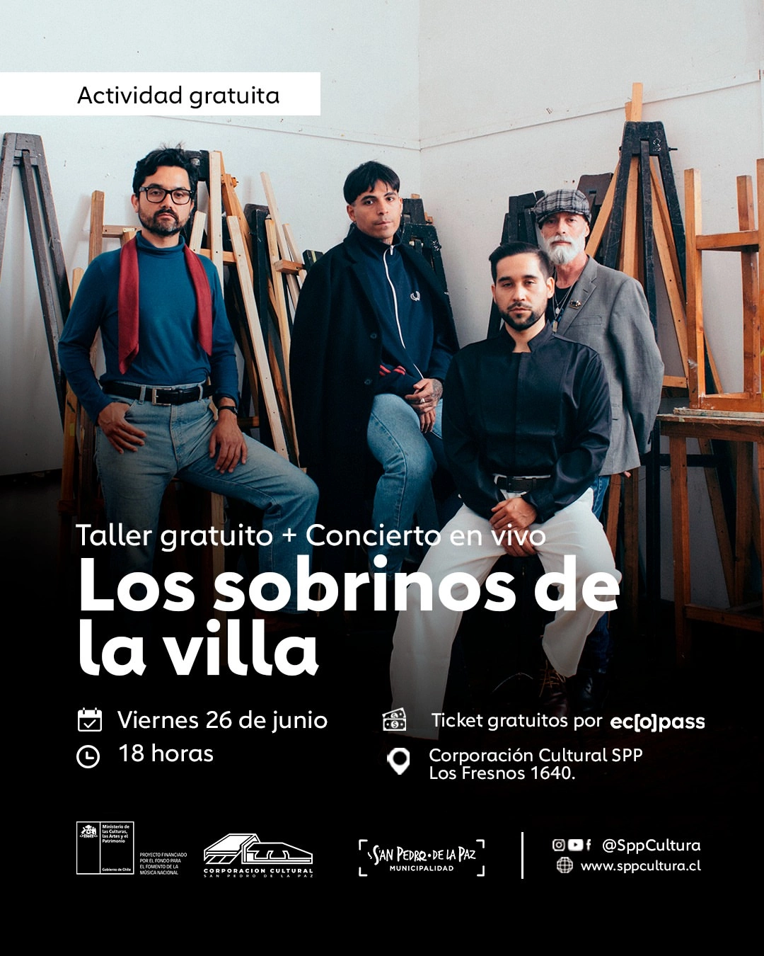 Taller gratuito + Concierto en vivo: Los sobrinos de la villa