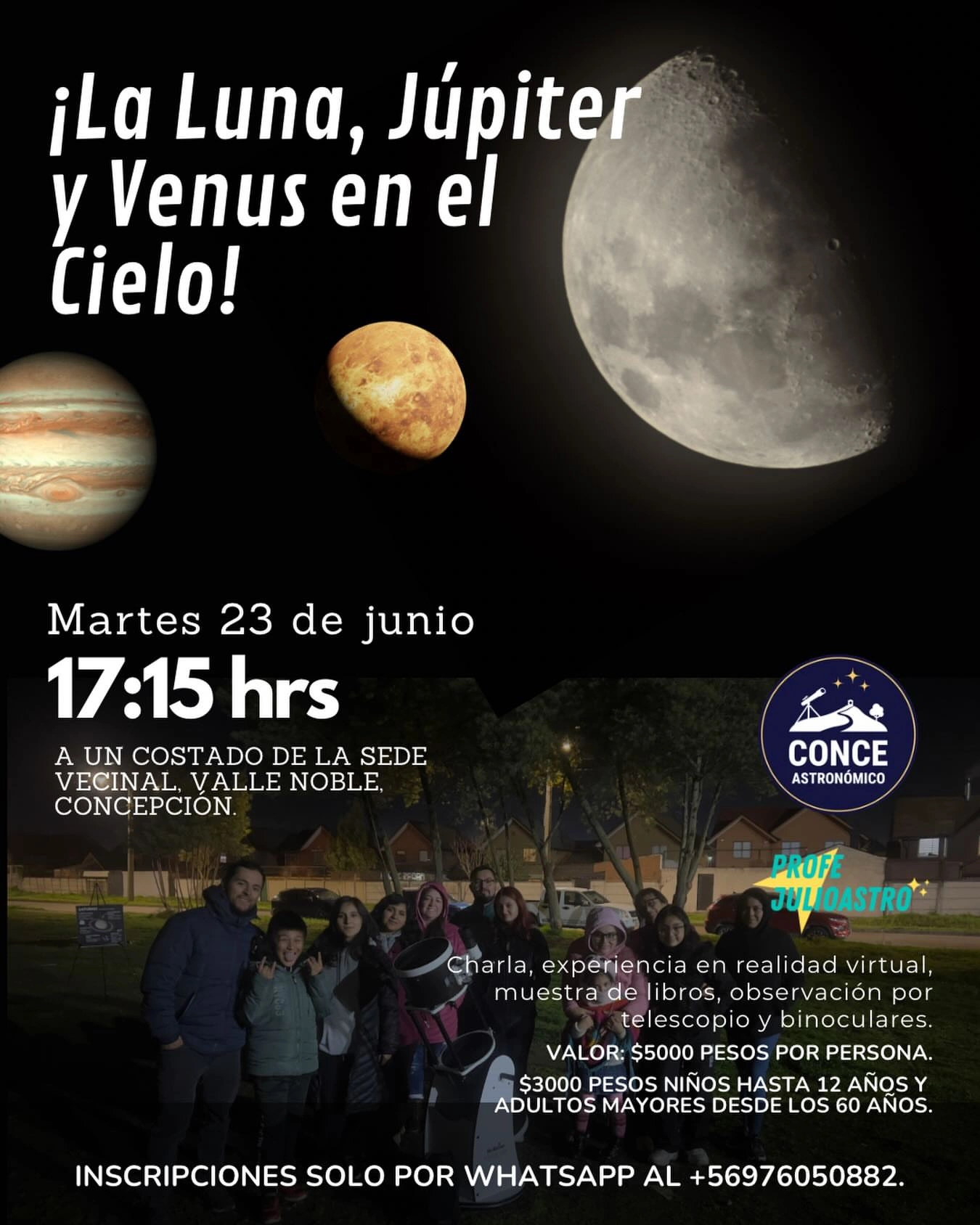 Observación Astronómica: La Luna, Júpiter y Venus