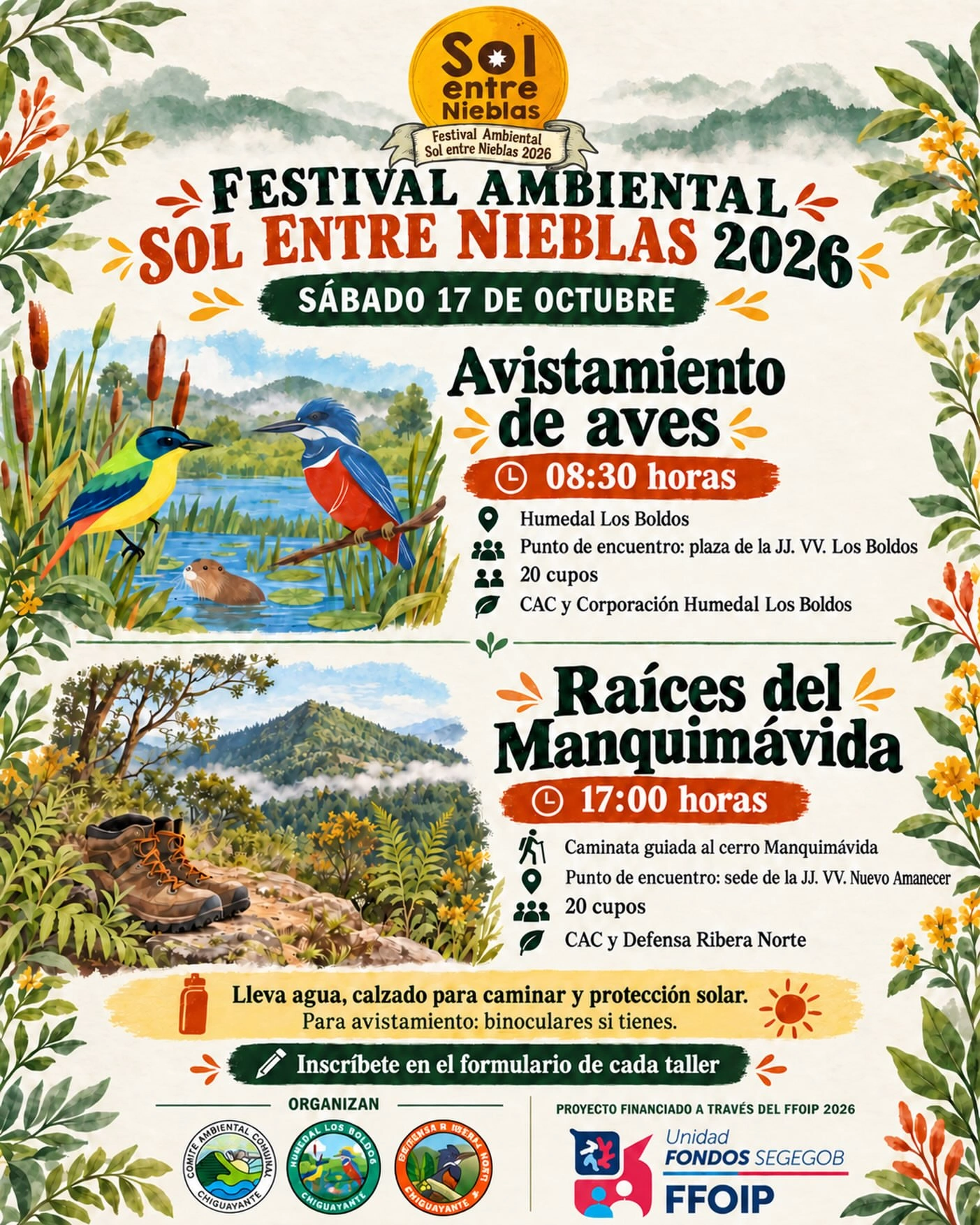 Avistamiento de aves - Festival Ambiental Sol entre Nieblas 2026
