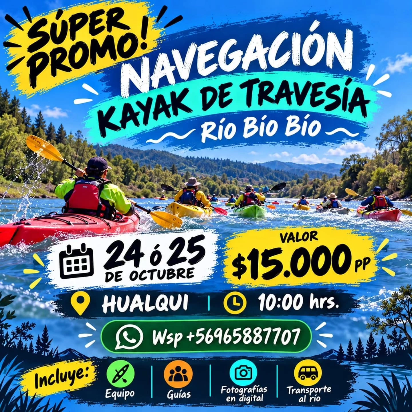 Navegación Kayak de Travesía Río Biobío