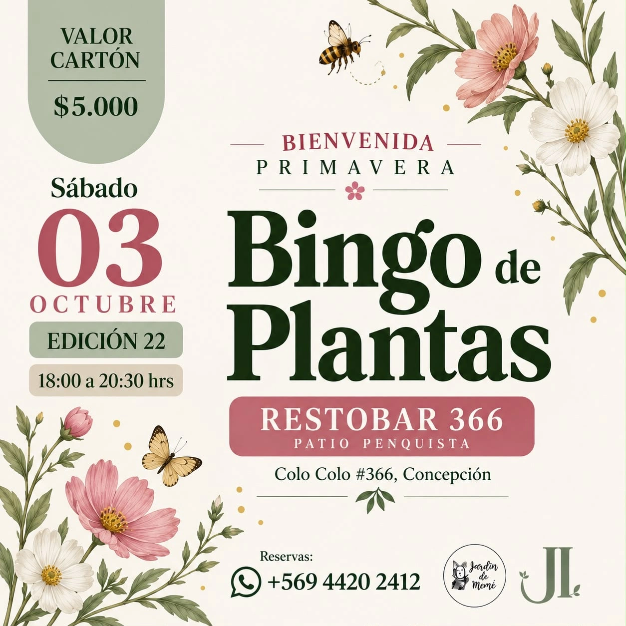Bingo de Plantas - Bienvenida Primavera